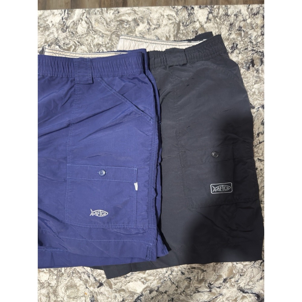 2x AFTCO Fishing Nylon Cargo Boat Shorts Mens 42 Elastic Outdoors Boating